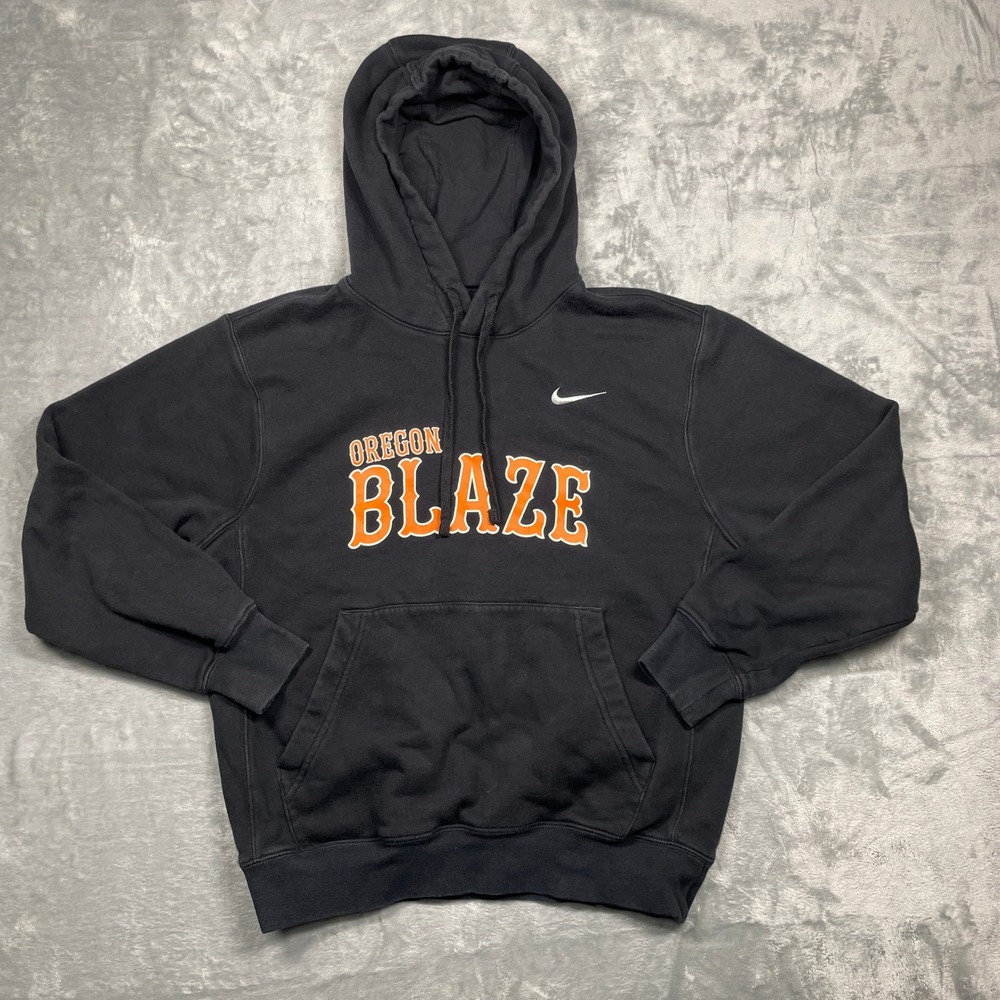 Nike Womens Oregon Blaze Hoodie Small Black Orange Pullover Sweatshirt